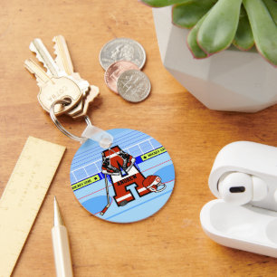 Personalized Initial A Ice Hockey Keychain