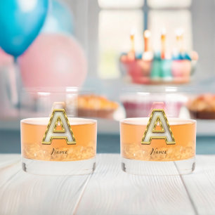 Personalized Initial A Monogram Gold Typography Whiskey Glass