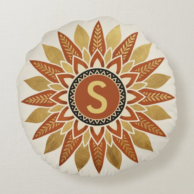 Personalized Initial Afrohemian Pillow (Back)
