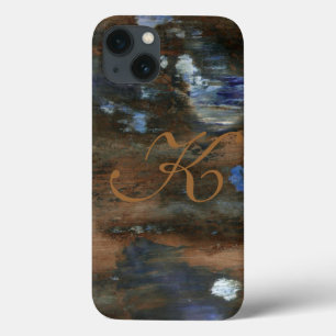 personalized initial aged texture iPhone 13 case