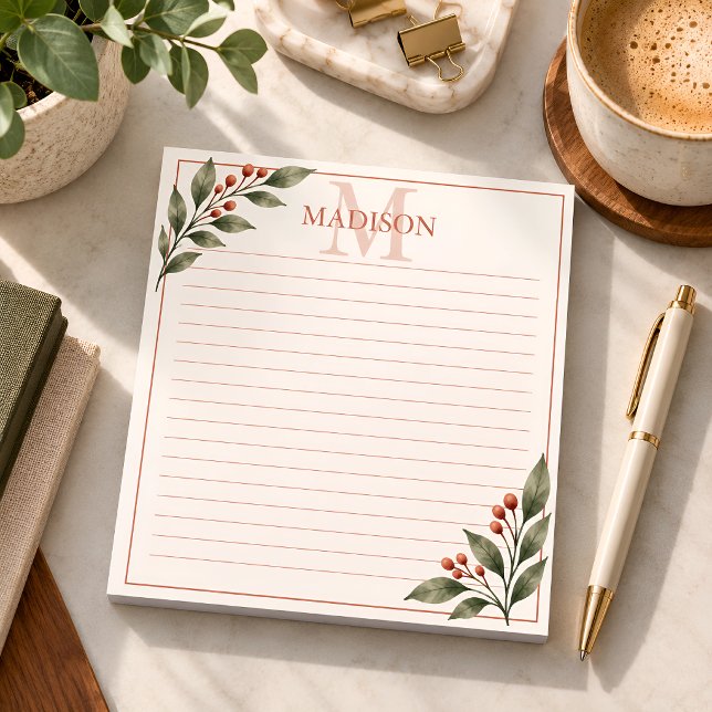 Personalized Initial and Name Botanical Notepad (Creator Uploaded)