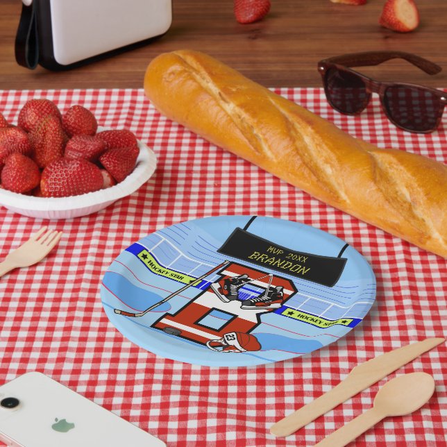 Personalized Initial B Ice Hockey Paper Plate (Picnic)