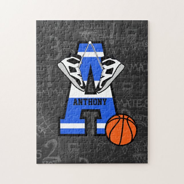 Personalized Initial Basketball Jigsaw Puzzle (Vertical)