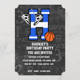 Personalized Initial Basketball Letter H Invitation