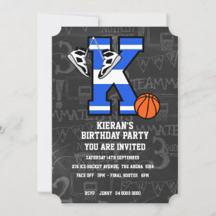 Personalized Initial Basketball Letter k Invitation