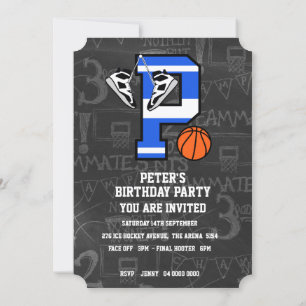 Personalized Initial Basketball Letter P Invitation