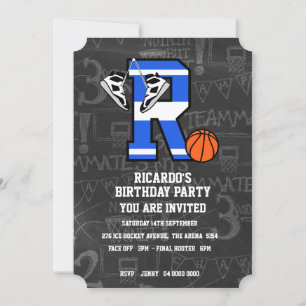 Personalized Initial Basketball Letter R Invitation