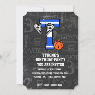 Personalized Initial Basketball Letter T Invitation