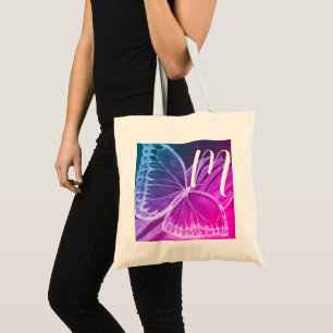 Personalized Initial Butterfly Shopper Tote Bag