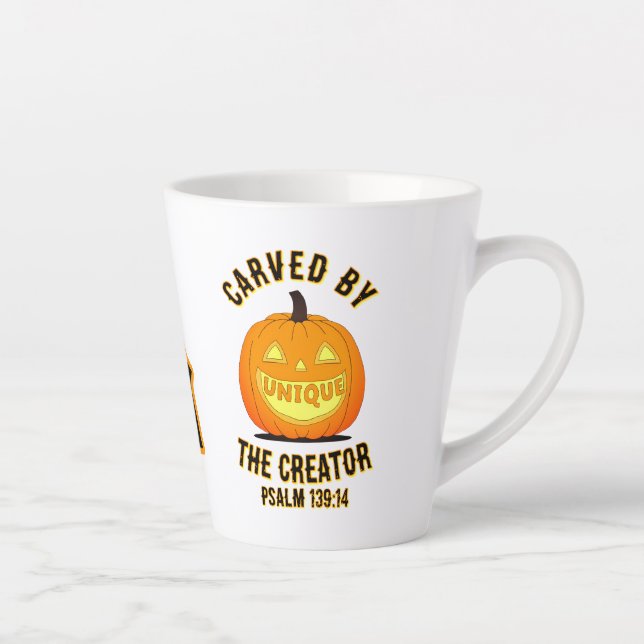 Personalized Initial Carved By the Creator Latte Mug (Right)