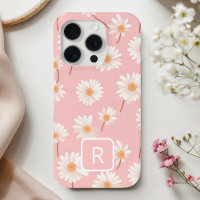 Personalized Initial Daisy Pattern on Soft Pink