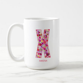 Personalized Initial | Floral Letter X Monogram  Coffee Mug