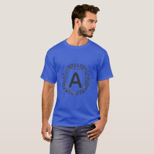 Personalized Initial Floral Shield Monogram T-Shir T-Shirt