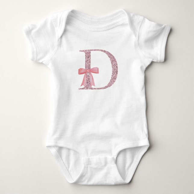 Personalized Initial for baby girl "D" Bodysuit (Front)