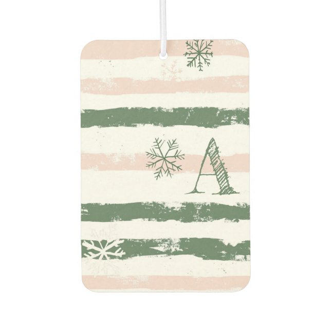 Personalized initial green  winter air freshener (Front)