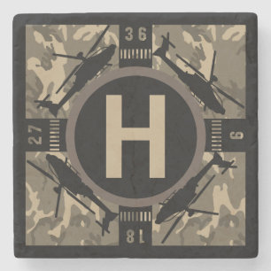 Personalized Initial Helicopter Airport Stone Coaster