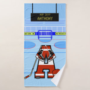 Personalized Initial Ice Hockey Bath Towel Set