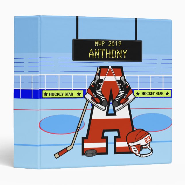 Personalized Initial Ice Hockey Binder (Front/Spine)