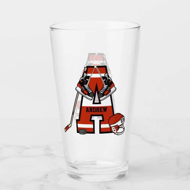 Personalized Initial Ice Hockey Glass (Front)