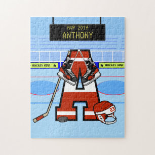 Personalized Initial Ice Hockey Jigsaw Puzzle