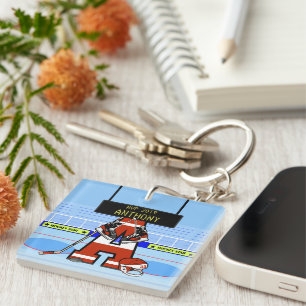 Personalized Initial Ice Hockey Keychain
