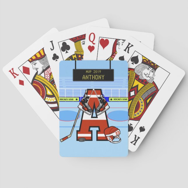 Personalized Initial Ice Hockey Playing Cards (Back)