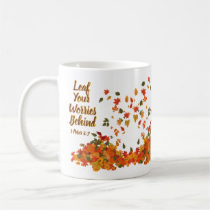 Personalized Initial Leaf Your Worries Behind Coffee Mug