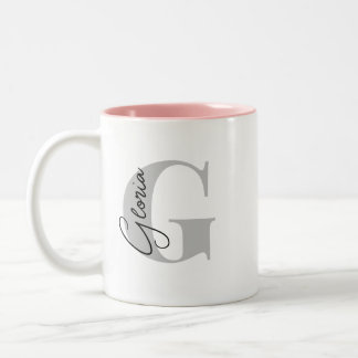 Personalized Initial Letter | Monogram Modern Two-Tone Coffee Mug