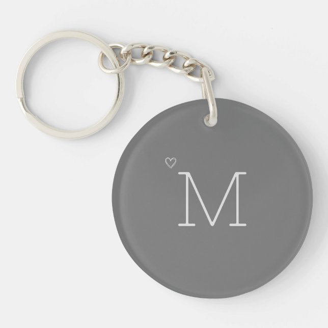Personalized Initial | Minimalist Grey Keychain (Front)