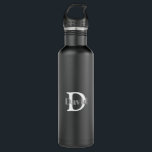 Personalized Initial Modern Black and White 710 Ml Water Bottle<br><div class="desc">Personalized Initial Modern Black and White stainless steel water bottle.  This template makes it easy for you to customize the Initial and Name Text.  Perfect for your business or as a gift with that extra personal touch!</div>