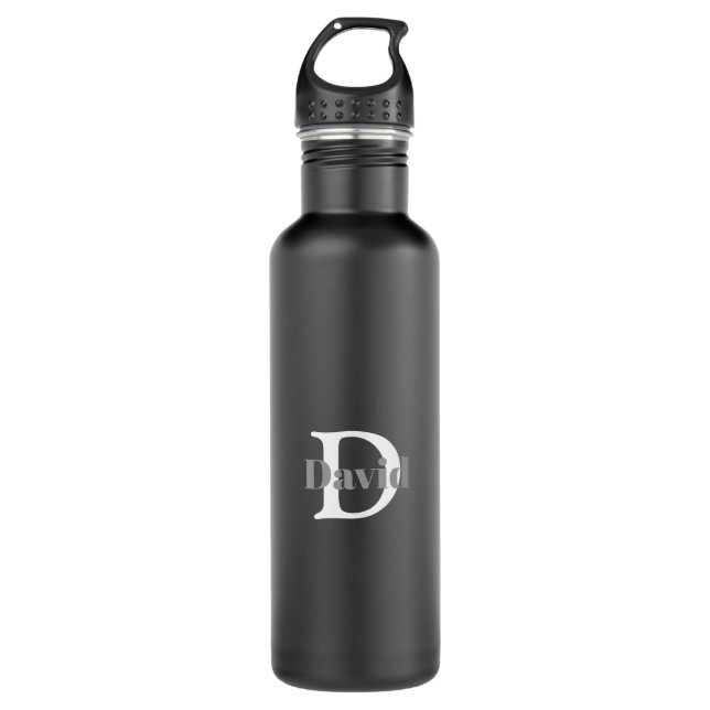 Personalized Initial Modern Black and White 710 Ml Water Bottle (Front)