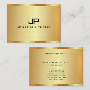 Personalized Initial Monogram Elegant Faux Gold Business Card