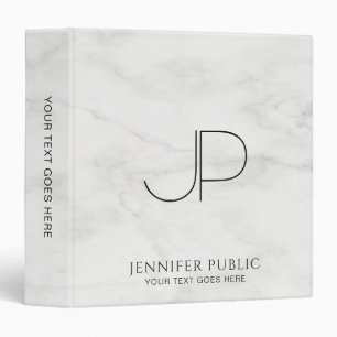 Personalized Initial Monogram Elegant Marble Top Binder
