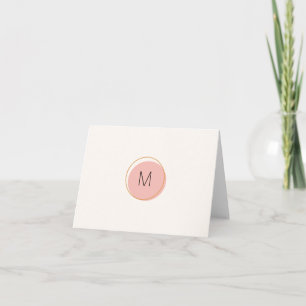 Personalized Initial Monogram Modern Minimal Blush Note Card