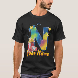Personalized initial N popcorn tickets cinematic  T-Shirt