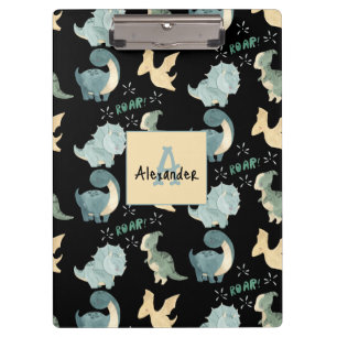 Personalized Initial & Name Dinosaur Pattern Clipboard