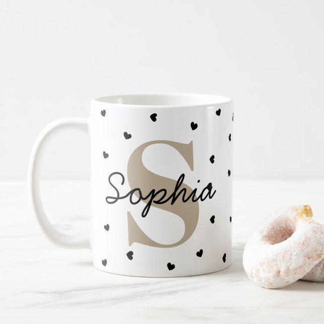 Personalized Initial & Name Mug – Gift Cup (Avec donut)