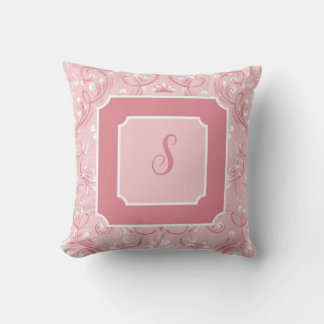Personalized Initial Pink Square Throw Pillow