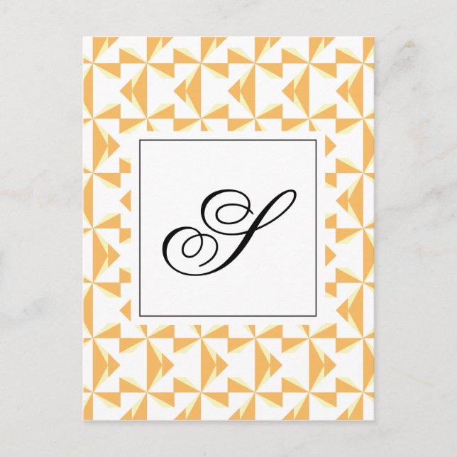 Personalized Initial Pumpkin Pinwheels Postcard (Front)