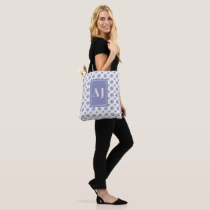 Personalized Initial Purple Aster Floral Tote Bag