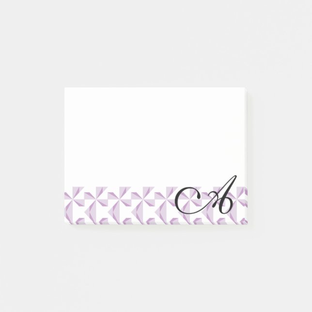 Personalized Initial Purple Pinwheels Post-it Notes (Front)