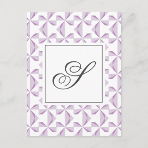 Personalized Initial Purple Pinwheels Postcard