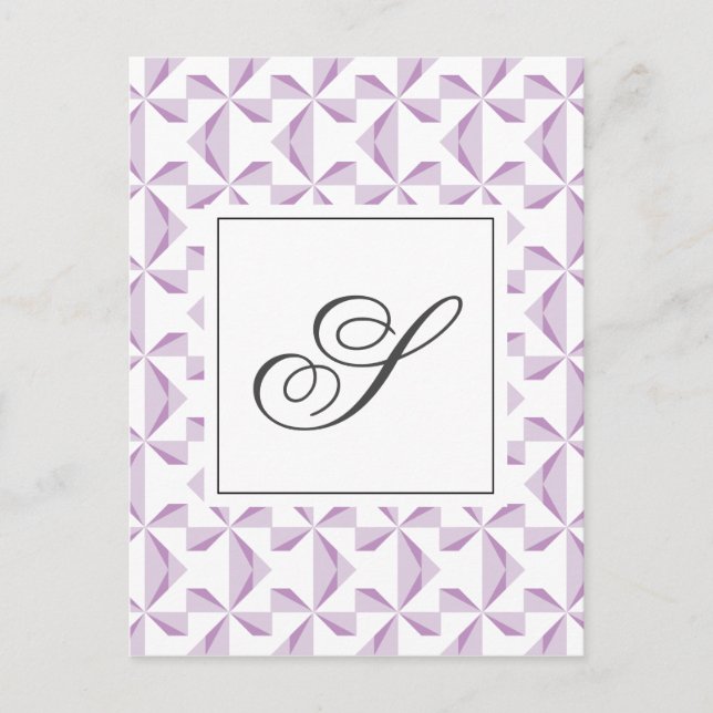 Personalized Initial Purple Pinwheels Postcard (Front)