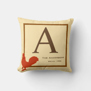 Personalized Initial Rustic Country Chicken Pillow