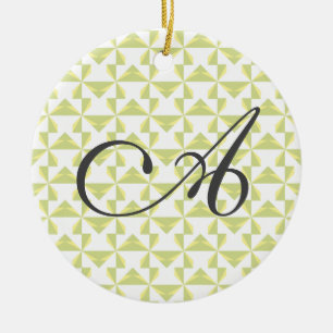 Personalized Initial Sage Pinwheels Ceramic Ornament