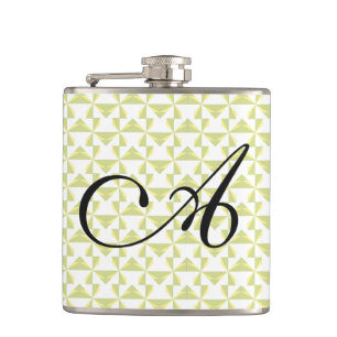Personalized Initial Sage Pinwheels Hip Flask