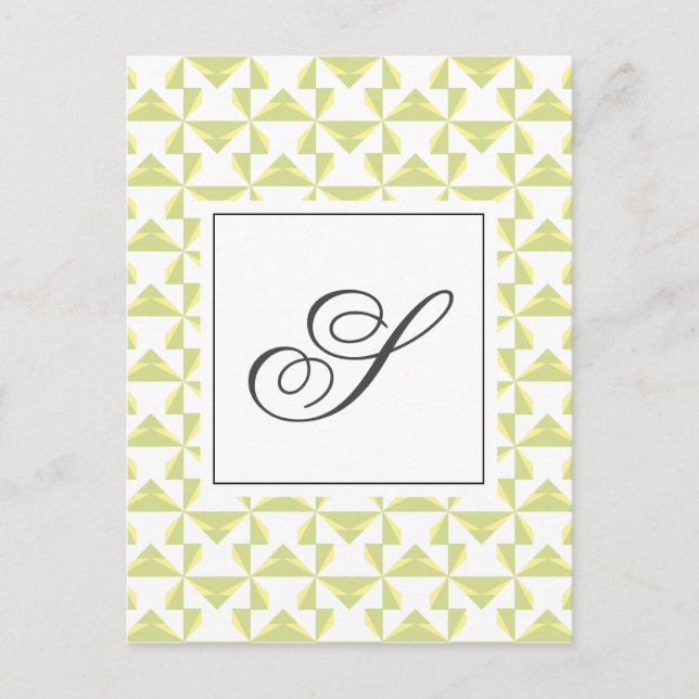 Personalized Initial Sage Pinwheels Postcard (Front)