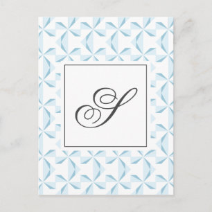 Personalized Initial Sky Blue Pinwheels Postcard