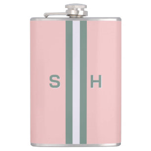 Personalized initial stripe hip flask