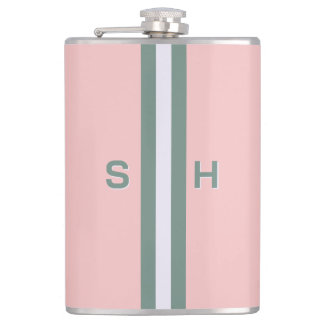 Personalized initial stripe hip flask